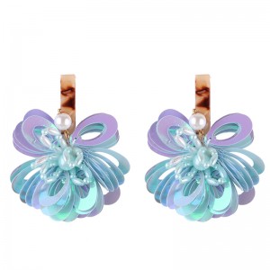 New Fashion Handmade Sequins Flower Earrings For Womens Gift Wholesale