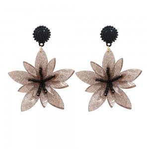 European and American Hot Style Seed Beads Acrylic Flower Shaped Dangle Earrings