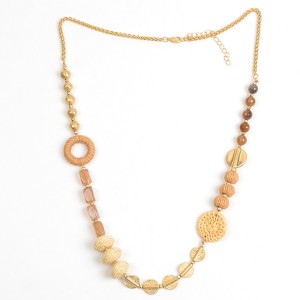 WENZHE Gold Plated Chain Handmade Rattan Weave Necklace