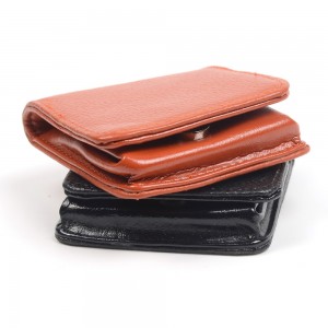 WENZHE Short Design Business Men Leather Card Wallet