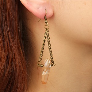 Latest New Products Geometric Triangle Multicolor Crystal Natural Stone Earrings