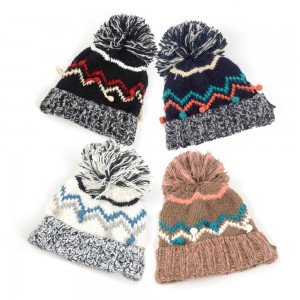 WENZHE High Quality Winter Mixed Colors Wool Cap Unisex Knit Beanie Hat
