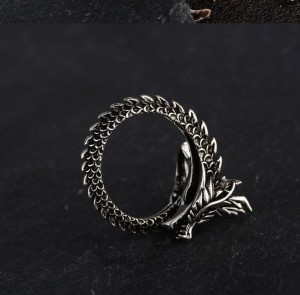 Fashion jewelry men ancient punk style dragon thai silver ring