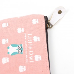 WENZHE Owl Wallet Canvas Key Bag Square Coin Purse