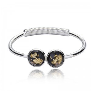 Hot Sale good quality metal gold plated round abalone shell bangle cuff bracelets