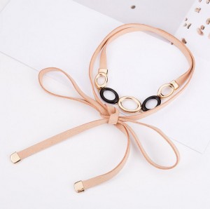 Long Leather Double Wrap Choker Boho Necklace Women Party Accessory