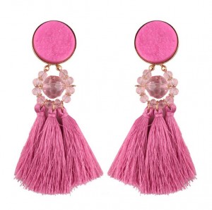 Latest Products In Market Bohemia New Model Crystal Bead Long Tassel Handmade Earrings