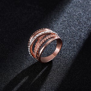 New Design Fashion Crystal Paved Finger Ring Multilayer Diamond Wedding Rings For Women