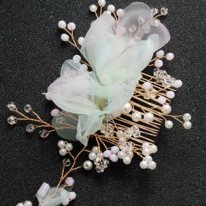 New style fashion women’s bride petals pearl hair comb hair clip two-piece headwear