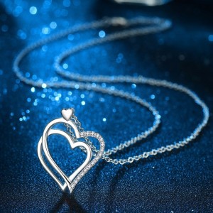 S925 silver necklace female European and American love pendant necklace