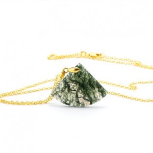 Moss Agate Fan Necklace