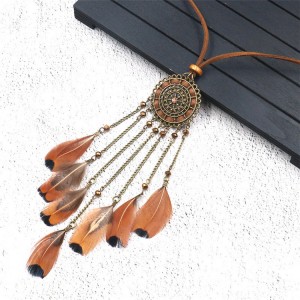 Fashion Feather Necklaces Wholesale Handmade Boho Tassel Necklace