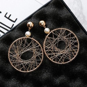 Latest design fashion big circle web twine women jewelry new designs gold earring