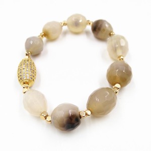 Latest Arrival Crystal Beads Mix Gold Rhinestone Inset Beads Elastic Beaded Bracelet