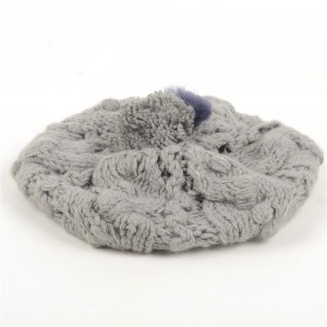 WENZHE New Design Women Warm Winter Knitted Fur Ball Beret Hat