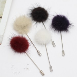 Autumn and winter high-grade mink fur ball brooch pearl female brooch a word pin cardigan scarf buckle