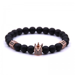 New Design Trendy Crown Natural Agate Stone Bead Bracelet For Men