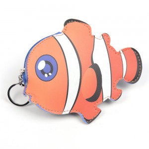 WENZHE Animal leather Clownfish Shaped Coin Purse With Keyring