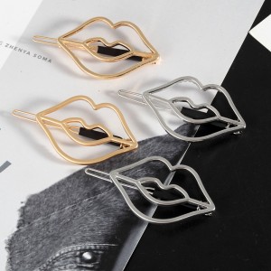 Wholesale new coming European and American women simple fashion temperament lip metal hairpin