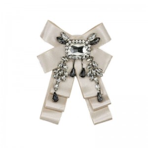 WENZHE European New Wholesale Rhinestone Brooch Exaggerated Female Korean Bow Tie Women Brooch