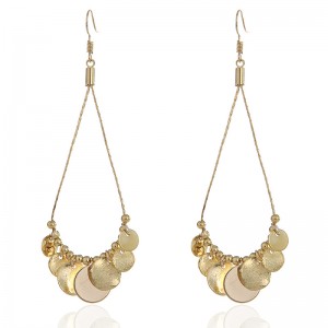 WENZHE Vintage long metal tassel earrings personalized long tassel geometric round earrings