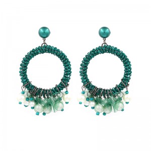 New Style Circle Seed Beads Pearl Tassel Drop Earrings Jewelry Wholesale