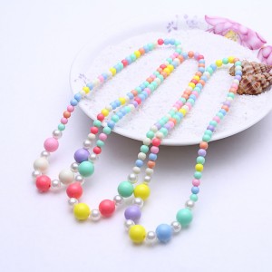 New kids jewelry set Colored Small Pearl Necklaces Bracelets Set Baby Resin Jewelry wholesale