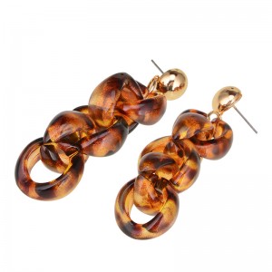 Women Statement Jewelry Multi Geometric Circle Link Acrylic Drop Dangle Earrings