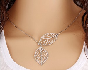 European and American fashion leaf necklace gold and silver necklace