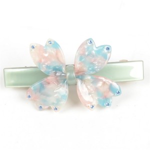 WENZHE Korea Style Cellulose Acetate Acrylic Flower Crystal Hair Barrette Clip For Girls