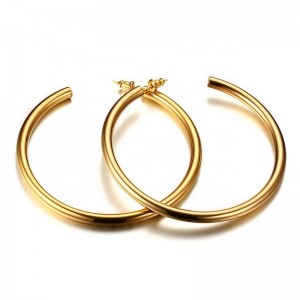 Gold hoop earrings big circle titanium steel earrings