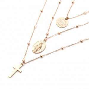 Women Necklace Multi Layer Gold Chain Cross Choker Necklace