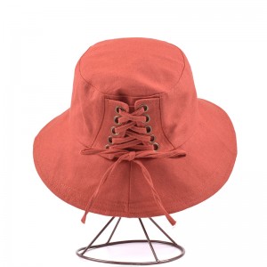 WENZHE Simple Style Canvas Shoelace Bucket Hat For Women