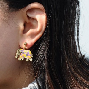 New trend delicate alloy enamel jewelry women elephant earrings