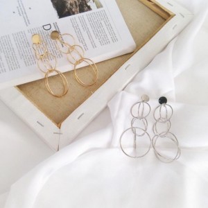 New designs gold tone big multi layer circles statement earrings