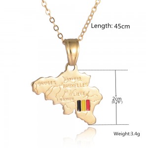 Fashion Belgium Map Shape Gold Necklace Designs Girls Wholesale