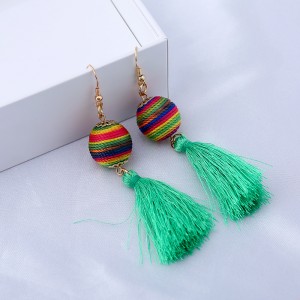 Fashion Bohemian Thread Ball Dangle Earrings Long Tassel Drop Earrings for Women Boho Colorful Charm Jewelry Wholesale