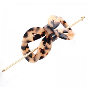 Hot Selling Acetates Tortoise Shell Bowknot pins Clips Hair Forks Accessories For Women Girls