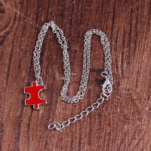 Fashion best friends gift 4pcs colorful oil drop puzzle pendant necklace