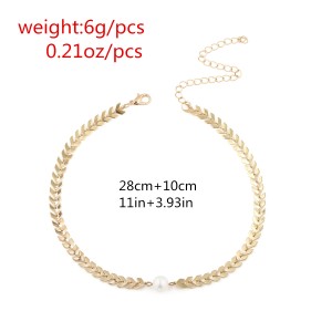 Simple Jewelry Personality Choker Necklace Letter V Chain Pearl Pendant Clavicle Necklace