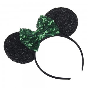 European and American Cute Mouse Ears Headband with Glitter Bow Baby Girl Headband