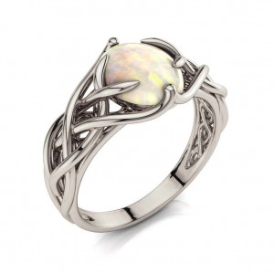 Opal Engagement Ring Celtic Engagement Ring Braided Opal Ring