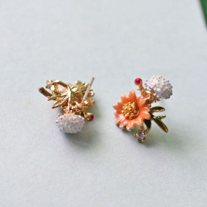 Nice enamel flower earring 925 silver needles flowers earring stud for women