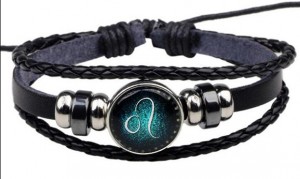 Twelve constellation multi-layer woven starry retro punk leather bracelet