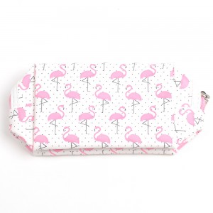 Geometric Flamingo PU Cosmetic Makeup Toiletry Bag