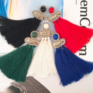 Boho style handmade long tassel women vintage fashion jewelry drop earrings