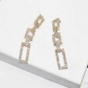 Fashion dangle crystal rectangle earring geometric silver jewelry