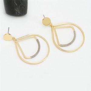 Fancy Gold Plated Metal Drop Earrings Triangle Circle Geometry Earrings