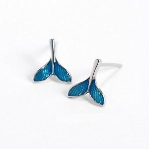 WENZHE S925 sterling silver simple temperament female mermaid earrings dolphins fishtail earrings jewelry