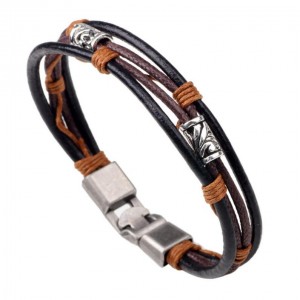 Punk jewelry accessory men delicate vintage leather wrap bracelet